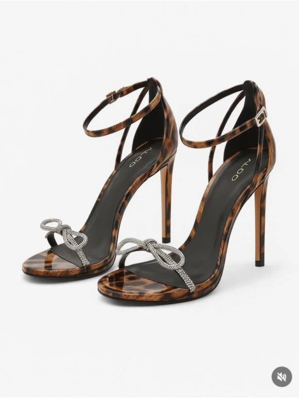 Aldo "Serene" stiletto heels leopard print and a sparkling rhinestone bow size 8
